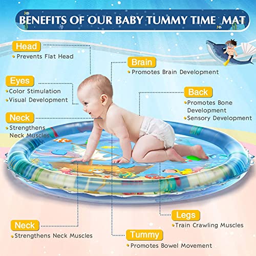 Zeccorp Baby Kids Circle Water Play Mat Toys Inflatable Tummy Time Leakproof Water Play Mat, Fun Activity Play Center Indoor and Outdoor Water Play Mat for Baby, Pack of 1, Multicolour - Image 5