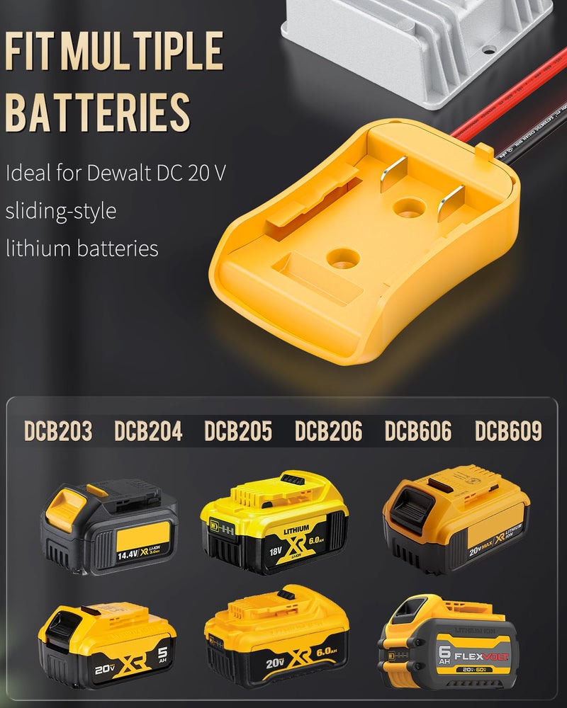 Vibit 20V to 12V Step-Down Converter for Dewalt Battery, DC Power Adapter, Voltage Reducer Transformer 180W Buck Converter Regulator for Golf Cart RC Car Truck Light & DIY - Image 3