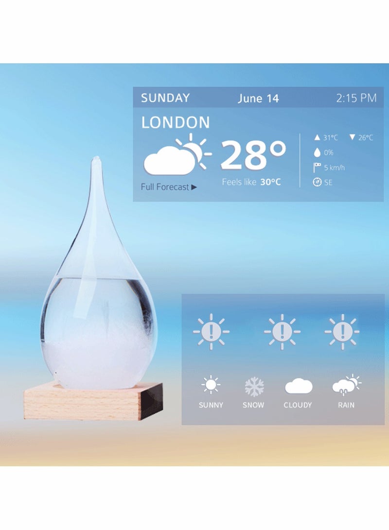 Storm Bottle Weather Forecast Station Predictor Barometer With Wood Base Glow Glass Creative Birthday Gift Ornament For Home Office Decoration