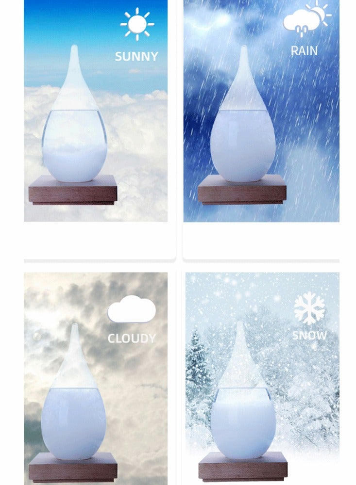 Storm Bottle Weather Forecast Station Predictor Barometer With Wood Base Glow Glass Creative Birthday Gift Ornament For Home Office Decoration