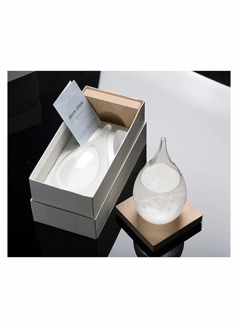 Storm Bottle Weather Forecast Station Predictor Barometer With Wood Base Glow Glass Creative Birthday Gift Ornament For Home Office Decoration