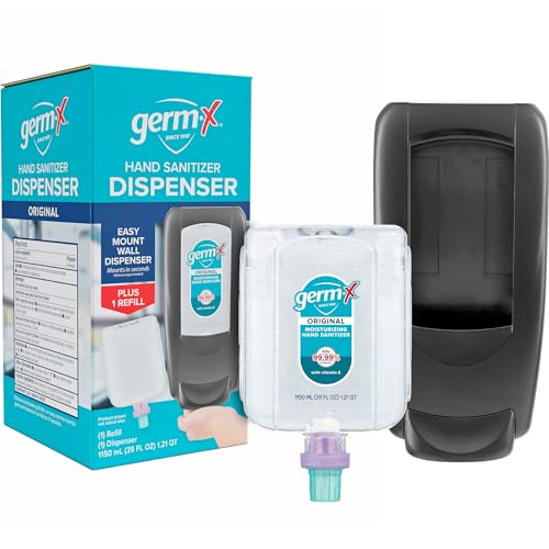 Germ-X OmniPod Hand Sanitizer Starter Kit, Durable & Sleek Wall-Mount Dispenser & 1150mL Refill Pod, No Rinse Moisturizing Formula, Suitable for Home, School, Office, Gym, Restrooms - Image 1