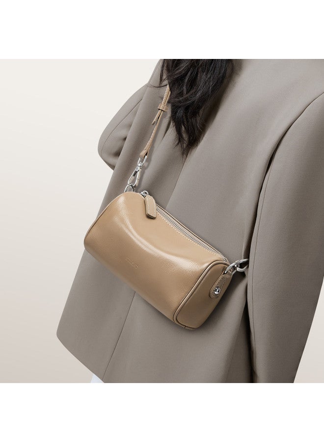 St&Sat Top Grain Leather] Women's Shoulder Bag, Crossbody Bag, Handbag, Pillow Bag, Barrel Bag - Image 4