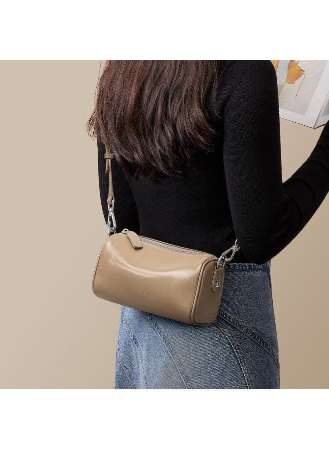 St&Sat Top Grain Leather] Women's Shoulder Bag, Crossbody Bag, Handbag, Pillow Bag, Barrel Bag - Image 3