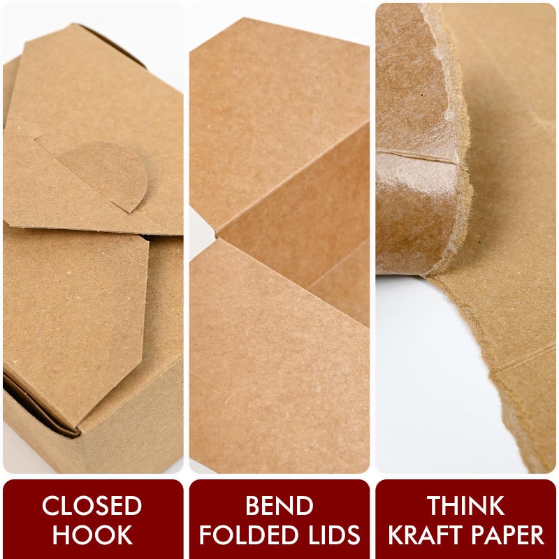 EcoDispose 30 oz Kraft Paper Pack of 120 Fold To Go Containers, Microwaveable Leak and Grease Proof Take Out Boxes for Lunch,Leftover and Restaurant - Image 5