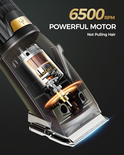 GLAKER Hair Clippers for Men,Professional Mens Hair Clippers Cordless Clippers for Hair Cutting,Precision Trimmer Kit Zero Gap Trimmer with LED Display 15 Guide Combs (Black+Gold) - Image 5