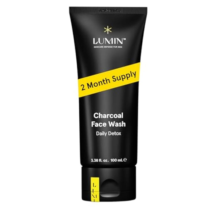 Lumin Charcoal Face Wash for Men – Daily Detox Cleanser, Hydrating Face Wash, Gently Removes Dirt & Oil, Unclogs Pores, Exfoliates, Refreshing Skincare for All Skin Types, 3.4oz - Image 1