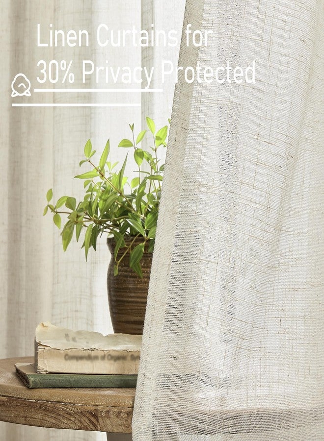 LAMIT Kitchen Semi Sheer Linen Curtains 24 Inch Long, Light Filtering Panels Back Tab and Rod Pocket Neutral Drapes for Cafe/Bathroom/Small Window, Natural, 2 Panels, 34 x 24 Inch - Image 5