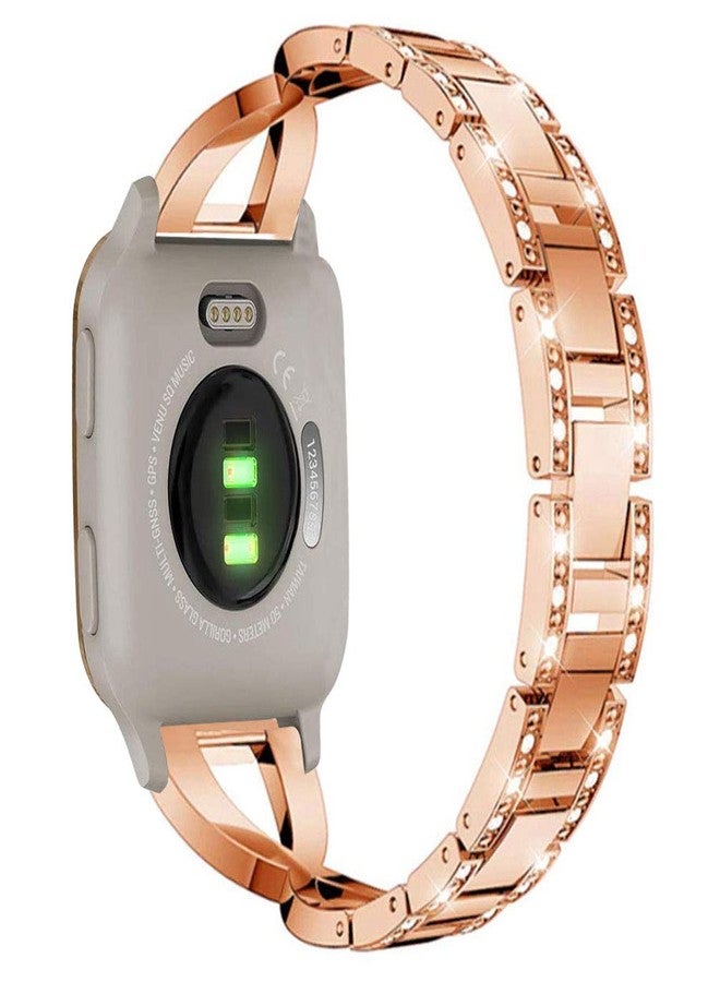 Sankel Compatible for Garmin Venu Sq 2 Band,Women Metal Replacement Chain Bling Bracelet Strap Wristband for Garmin Venu/Venu Sq/Venu Sq 2 Music,Vivoactive 3,Garmin Move Luxe/Style (Rose Gold) - Image 2