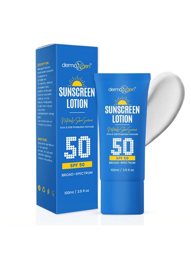 Dermaxgen Sunscreen Lotion Broad Spectrum SPF 50 - Lightweight, Non-Greasy Sun Protection for All Skin Types. Hydrates, Skin Shield, Water-Resistant Coverage for Radiant, Moisturized Skin. - Image 1