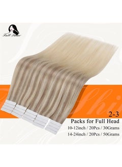 Fshine Pu Tape Hair Extensions 20 Inch Brazilian Remy Human Tape in Hair Extensions 18-22-60 Balayage Silky Straight Remy Hair 50 Grams Seamless Human Hair Extensions Tape Ins  - Image 3