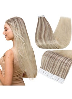 Fshine Pu Tape Hair Extensions 20 Inch Brazilian Remy Human Tape in Hair Extensions 18-22-60 Balayage Silky Straight Remy Hair 50 Grams Seamless Human Hair Extensions Tape Ins  - Image 1