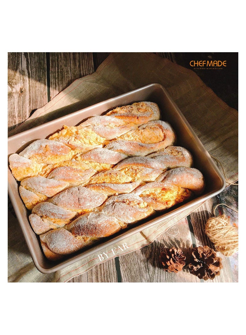 شيف ميد 13 بوصة مستطيل كعكة عموم غير لاصقة عموم الرغيف طبق عميق خبز - Image 5