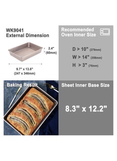 chefmade 13 Inch Rectangle Cake Pan Non Stick Loaf Pan Deep Dish Bakeware  - Image 2