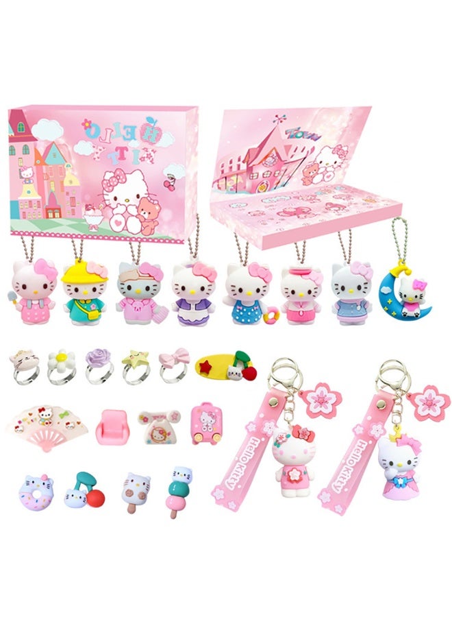 Christmas Blind Box, Includes Cartoon Figures, Keychains, Rings and Accessories for Party Toy Ornaments Decoration, Xmas Countdown Advent Calendar Gift for Girls, Boys & Kids 