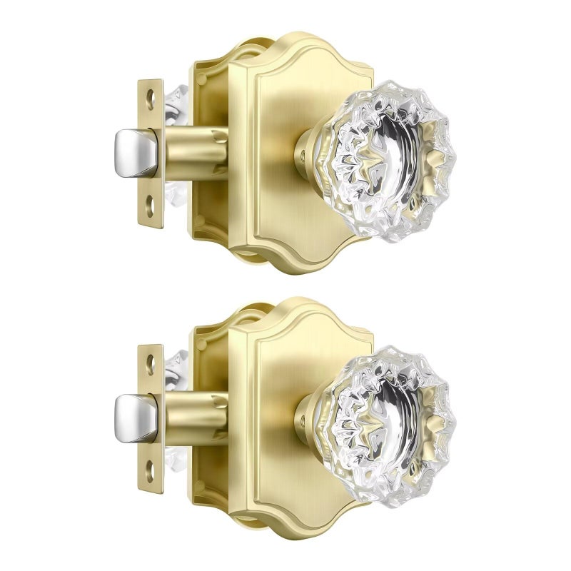 Leydebong 2 Pack Gold Passage Crystal Door Knob Heavy Duty Elegant Design Easy Installation Durable Finish for Closet Hallway Doors - Image 2