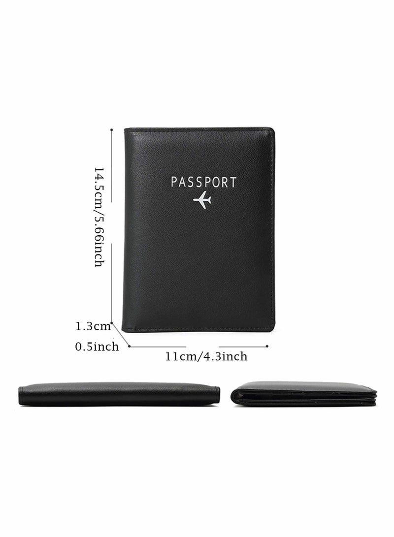 KASTWAVE Travel Wallet Passport Holder Blocking Leather Passport Cover Case with Wallet for Credit Card, Money, Boarding, Passport Holder Protector for Men Women (Black)  - Image 4