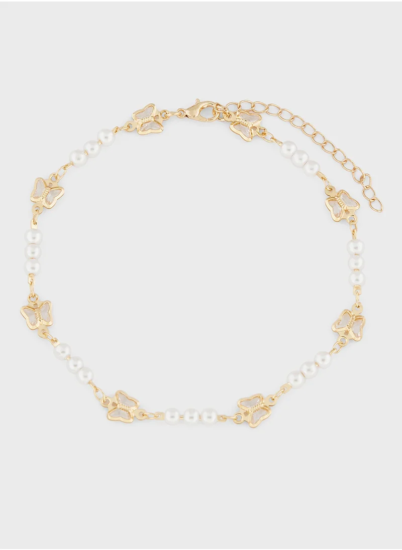 جينجر Butterfly  Pearl Anklet