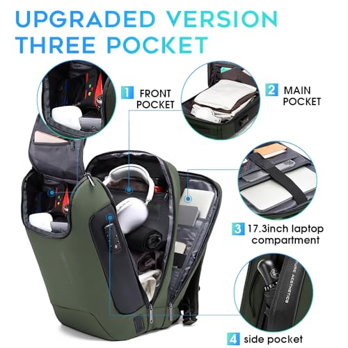 BANGE Anti-Theft Backpack,Tech Backpacks, 17 Inch Laptop Backpack with USB3.0 Charging Port, Mens Travel Backpack for Men and Women… - Image 2