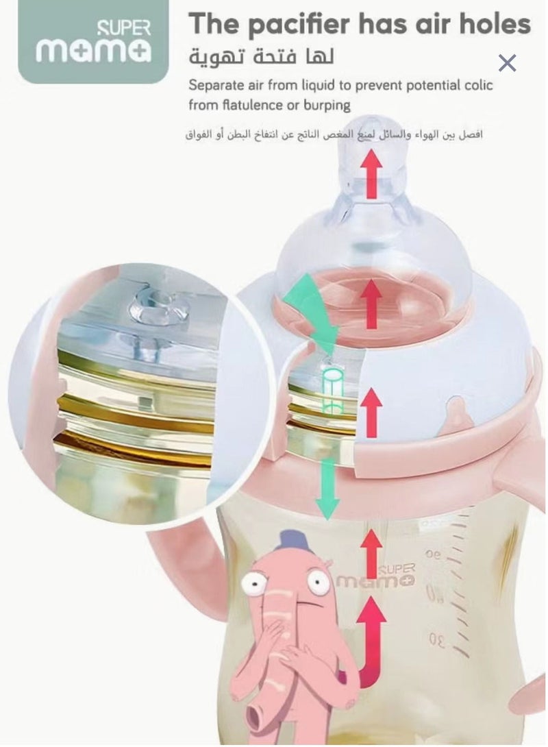 سوبر ماما PPSU سيليكون الحلمة مع مقبض زجاجة الرضاعة - Image 3