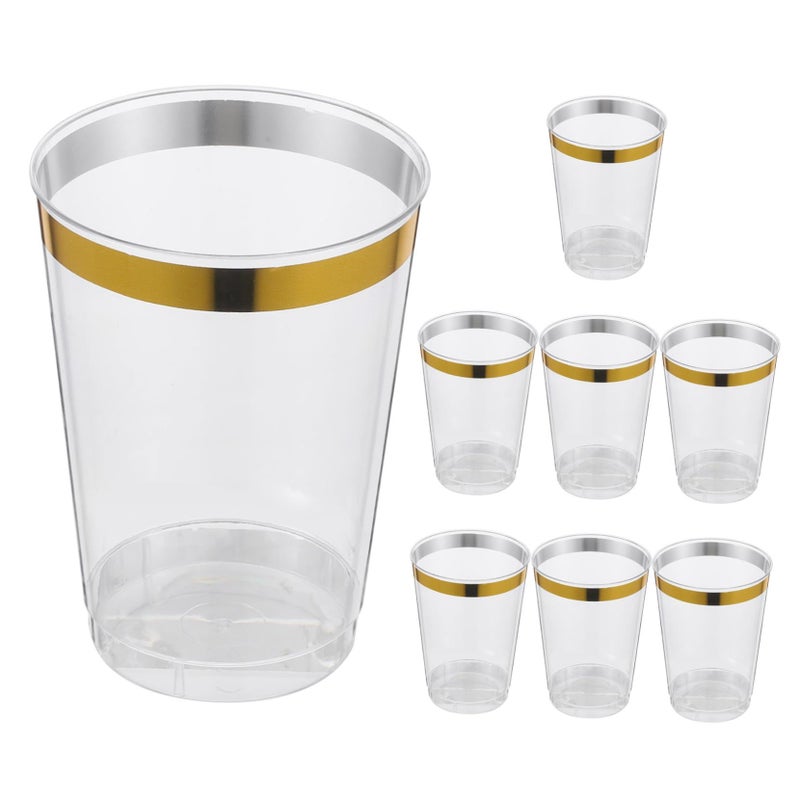 12 Piece Reusable Plastic Cups Set With Gold Rim Perfect For Parties And Everyday Use - Image 2