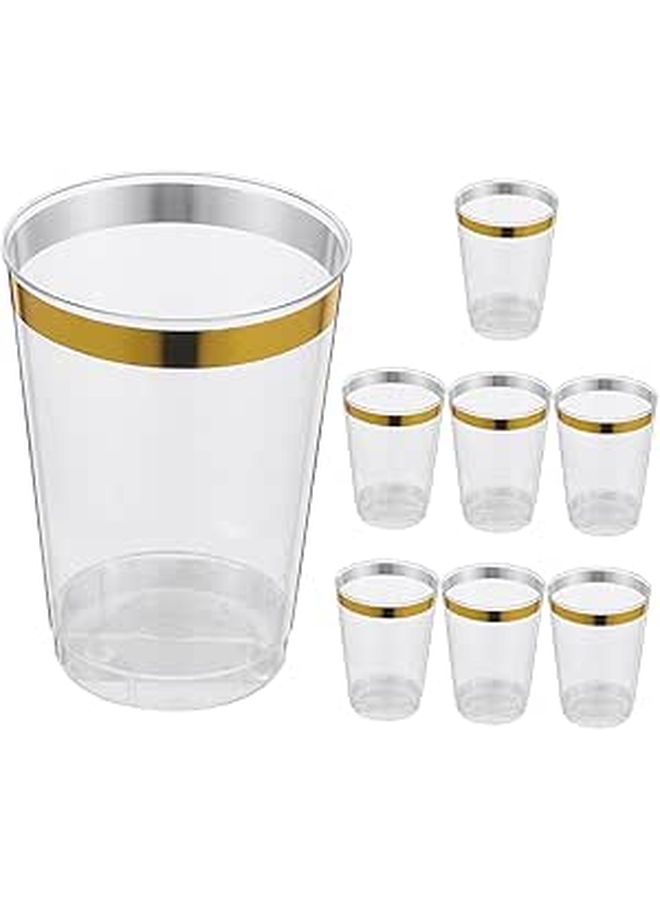 12 Piece Reusable Plastic Cups Set With Gold Rim Perfect For Parties And Everyday Use - Image 1