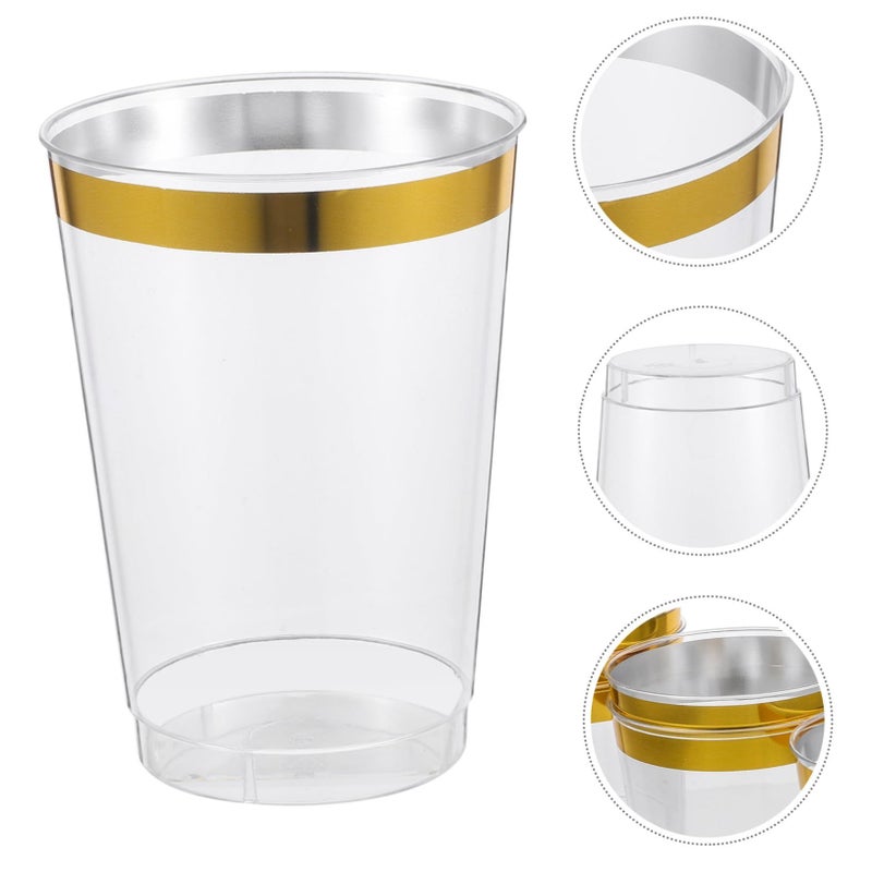 12 Piece Reusable Plastic Cups Set With Gold Rim Perfect For Parties And Everyday Use - Image 4