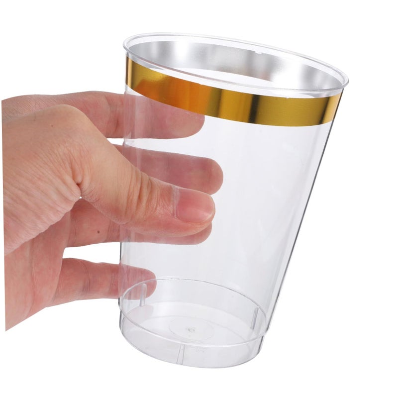 12 Piece Reusable Plastic Cups Set With Gold Rim Perfect For Parties And Everyday Use - Image 5