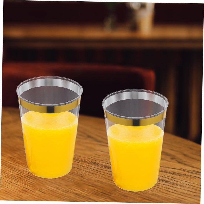 12 Piece Reusable Plastic Cups Set With Gold Rim Perfect For Parties And Everyday Use - Image 3