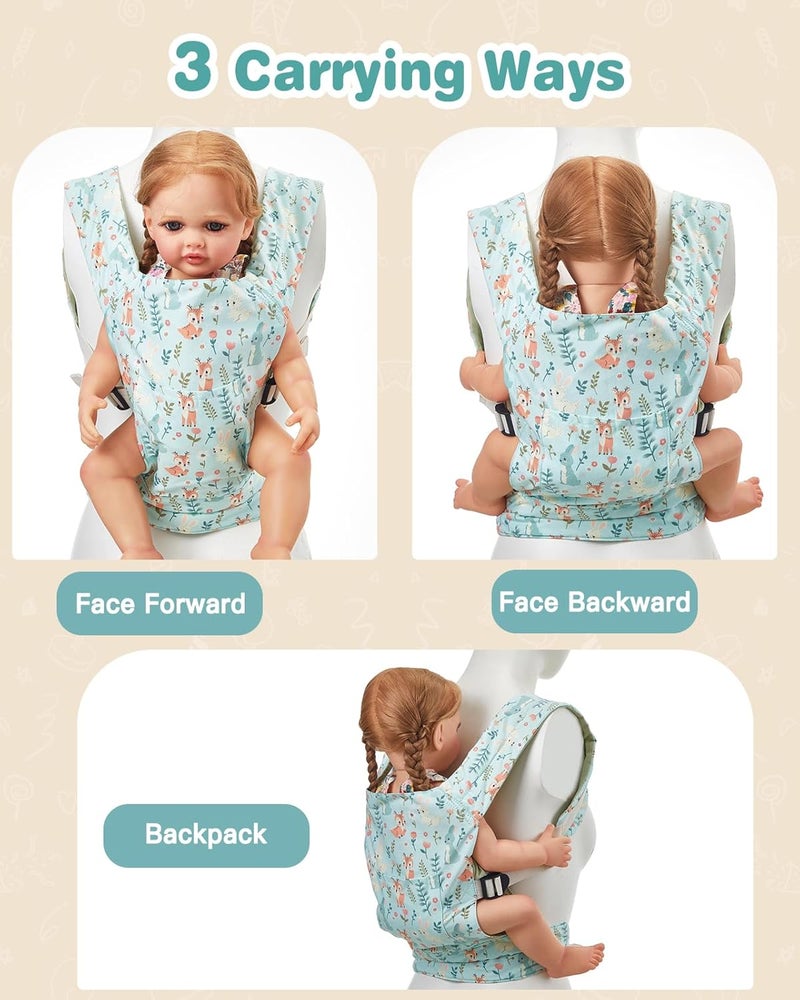 Lictin Baby Doll Carrier Front and Back Doll Accessories Carrier for Little Girls with Adjustable Straps for Stuffed Animal Reborn Baby Doll - Image 4