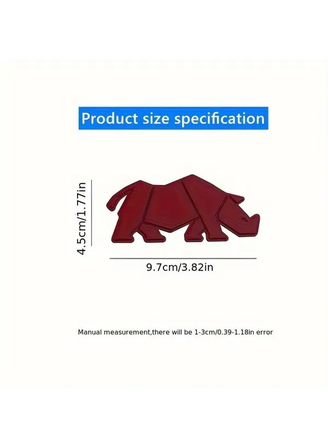 Copper Colored 3D Metal Rhinoceros Car Emblem Creative Decorative Rear Badge - Image 3