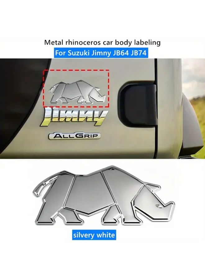 Copper Colored 3D Metal Rhinoceros Car Emblem Creative Decorative Rear Badge - Image 1