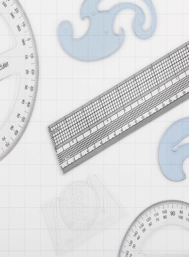 Acurit Drafting Beginner Set - Drafting Tools & Supplies - 7-Piece Drafting Kit for Artists, Architects- Includes Metric Triangles, 8" Protractor, French Curves, Ruler, Pencils & More - Image 3