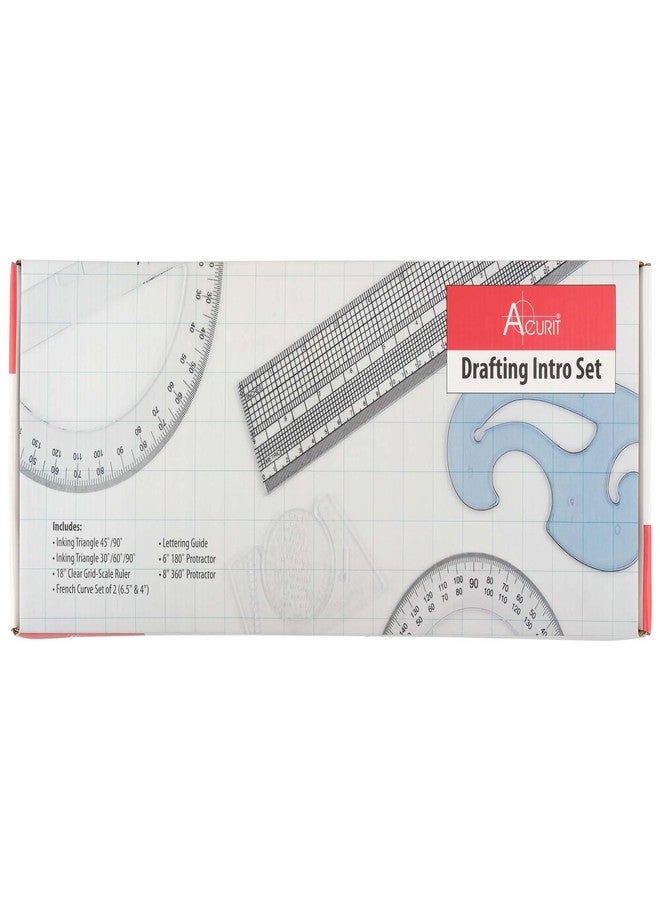 Acurit Drafting Beginner Set - Drafting Tools & Supplies - 7-Piece Drafting Kit for Artists, Architects- Includes Metric Triangles, 8" Protractor, French Curves, Ruler, Pencils & More - Image 4