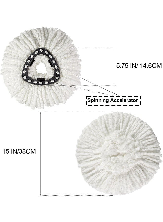 Quantum 2 PCS Mop Replace Heads, Microfiber Spin Mop Refills, Mop Easy Cleaning Spinning Head for Floor Cleaning (White) - Image 2