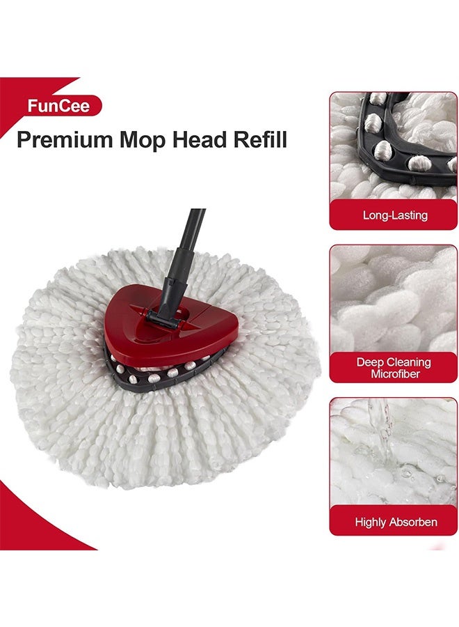 Quantum 2 PCS Mop Replace Heads, Microfiber Spin Mop Refills, Mop Easy Cleaning Spinning Head for Floor Cleaning (White) - Image 3