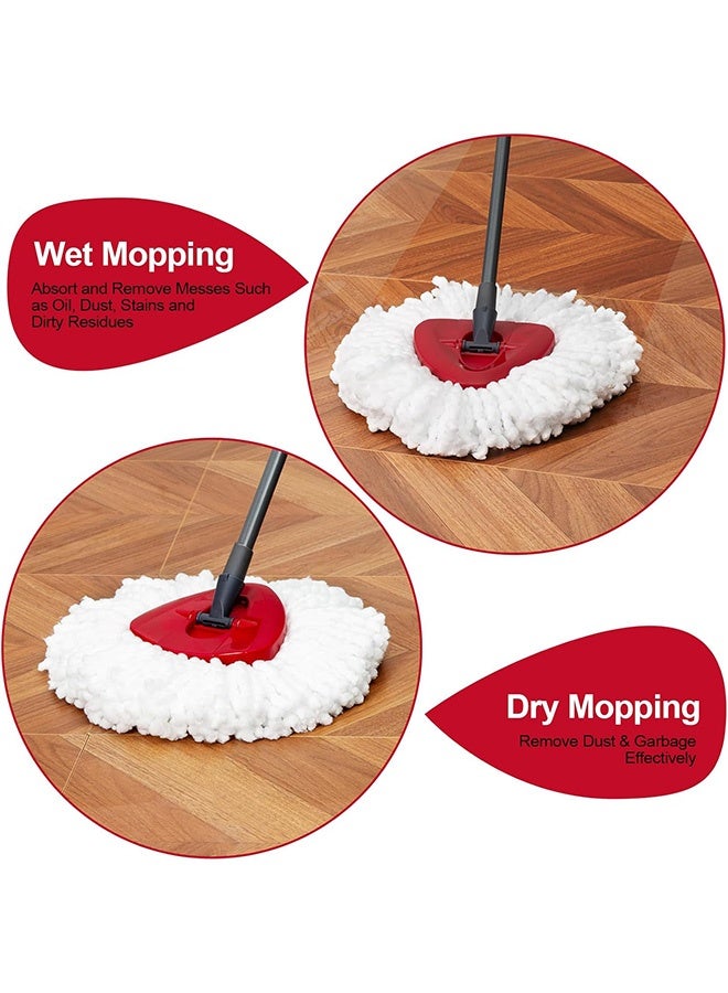 Quantum 2 PCS Mop Replace Heads, Microfiber Spin Mop Refills, Mop Easy Cleaning Spinning Head for Floor Cleaning (White) - Image 4