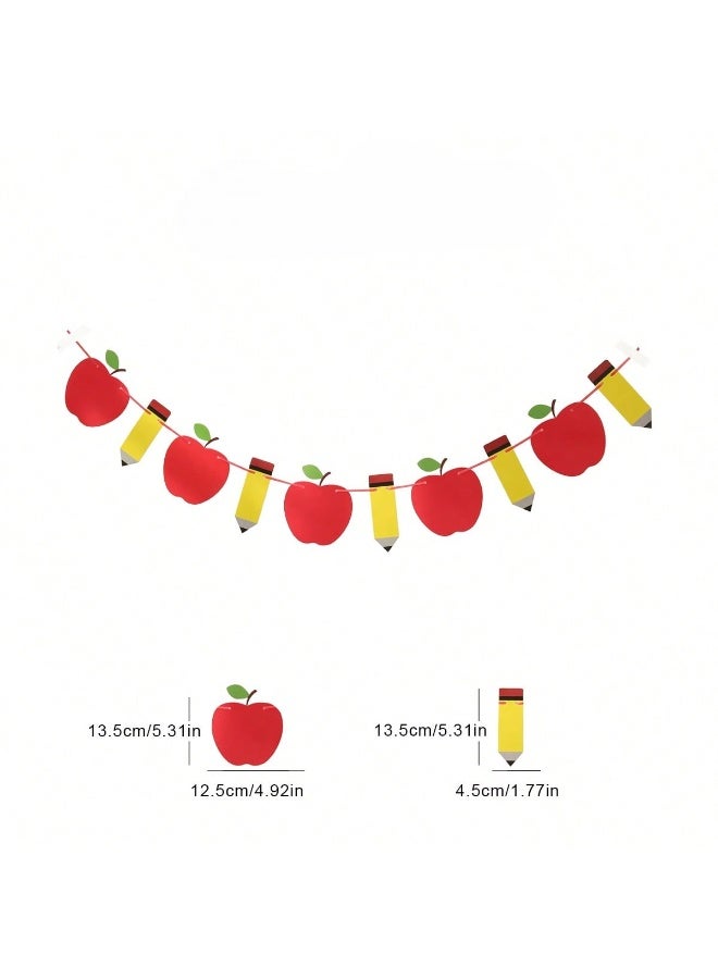 Back To School Party Wall And Door Banner Decoration, School Theme Backdrop Decor With School Bus, Apple And Pencil Designs - Image 3