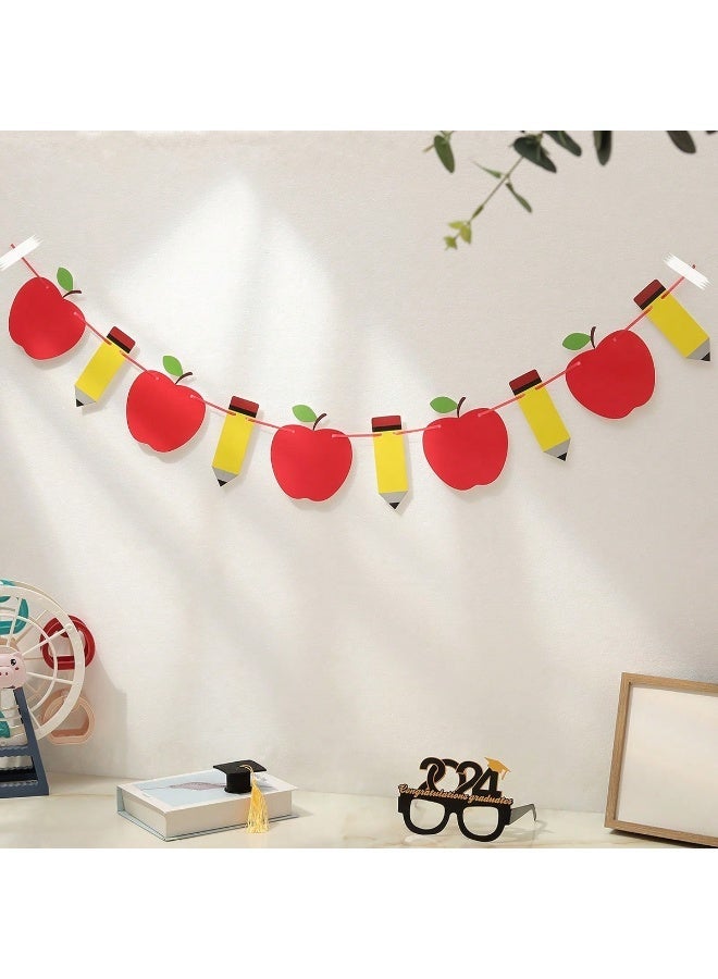Back To School Party Wall And Door Banner Decoration, School Theme Backdrop Decor With School Bus, Apple And Pencil Designs - Image 5
