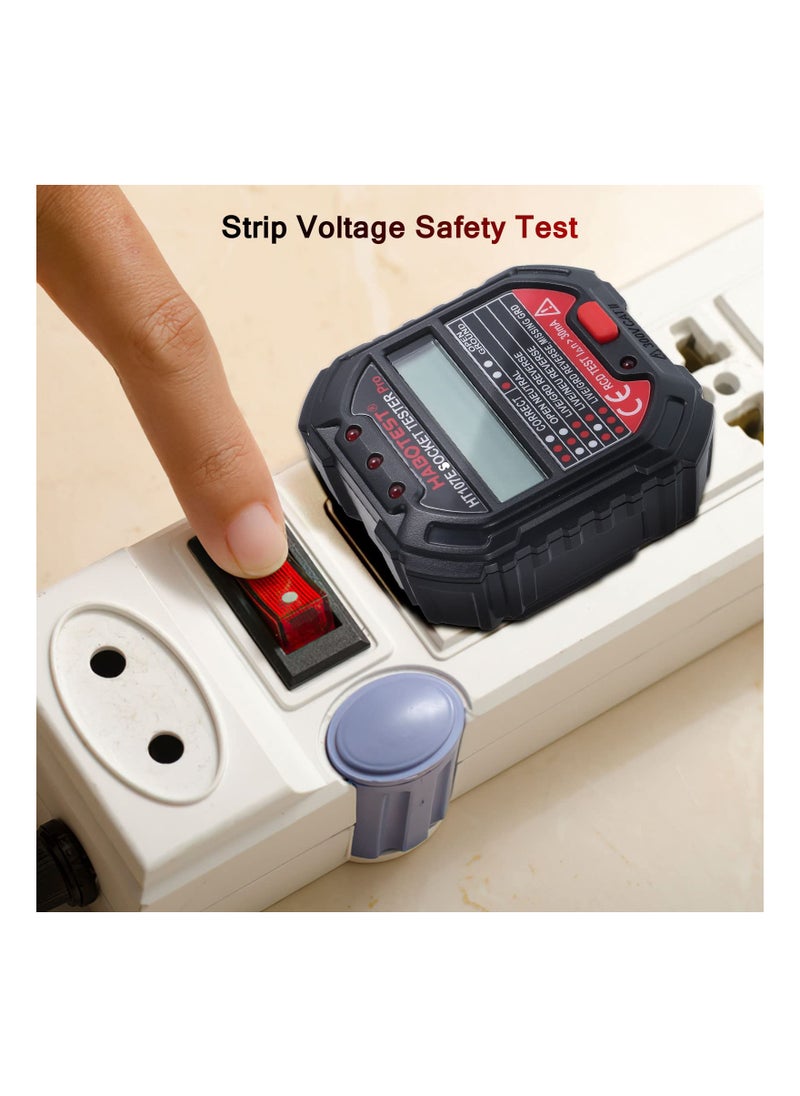 KASTWAVE - Socket Tester, Circuit Testers, Rcd Plug Tester, Mains Outlet Tester with LCD Display, Display Digital Electrical Voltage Tester for Socket Test Safety Inspections, 90-250v, HT107E - Image 1