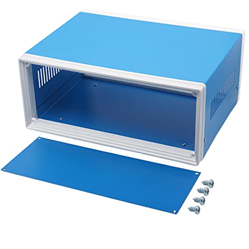 Zulkit Electronic Enclosures Blue Metal Enclosure Project Case DIY Box Junction Case Enclosure Preventive Case (9.1" x 7.3" x 3.9") - Image 1