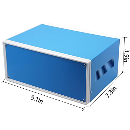 Zulkit Electronic Enclosures Blue Metal Enclosure Project Case DIY Box Junction Case Enclosure Preventive Case (9.1" x 7.3" x 3.9") - Image 2