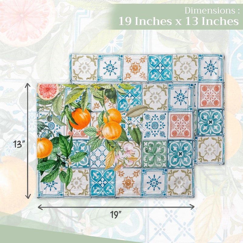 Maison d' Hermine Maison d Hermine Placemats Set of 4 100 Cotton Washable Cloth Place Mats Reusable Table Mats for Kitchen Dining Decoration Party Wedding Restaurant SpringSummer Agrume 13 x 19 - Image 4