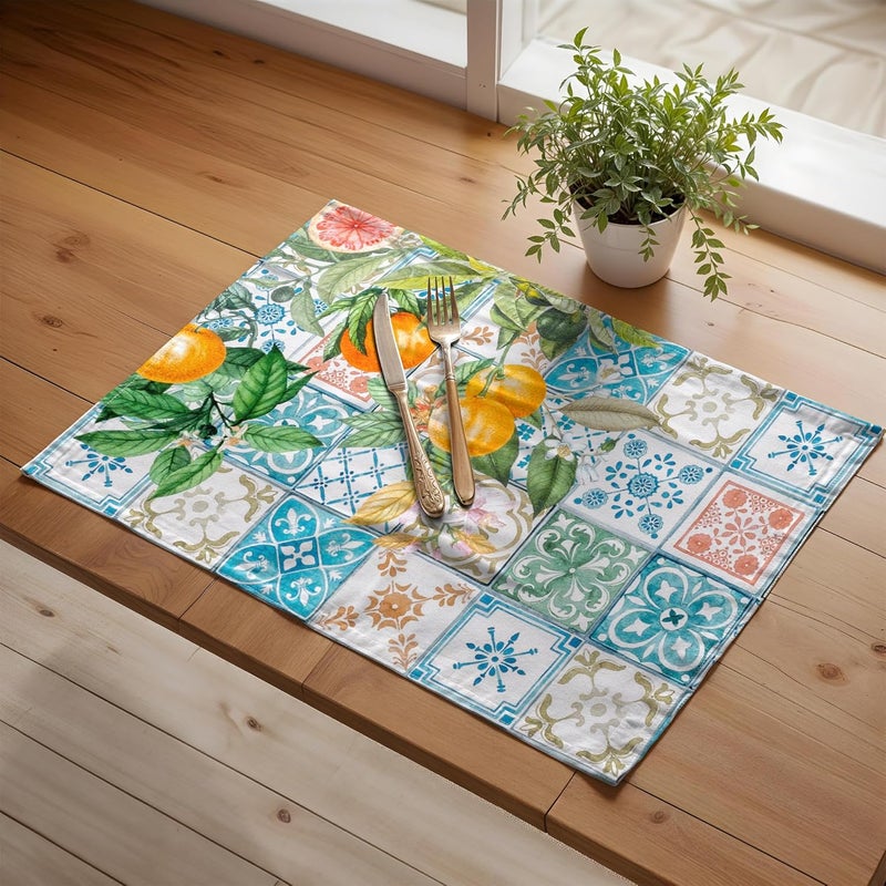 Maison d' Hermine Maison d Hermine Placemats Set of 4 100 Cotton Washable Cloth Place Mats Reusable Table Mats for Kitchen Dining Decoration Party Wedding Restaurant SpringSummer Agrume 13 x 19 - Image 5