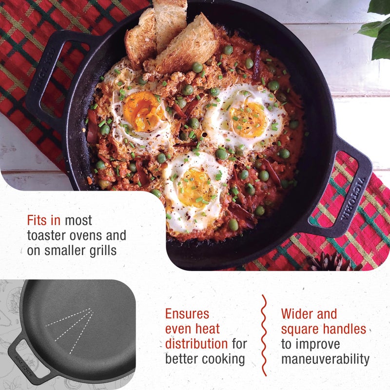 Victoria Cast Iron Round Skillet with Double Loop Handles, Made in Colombia, 10 Inches - Image 4