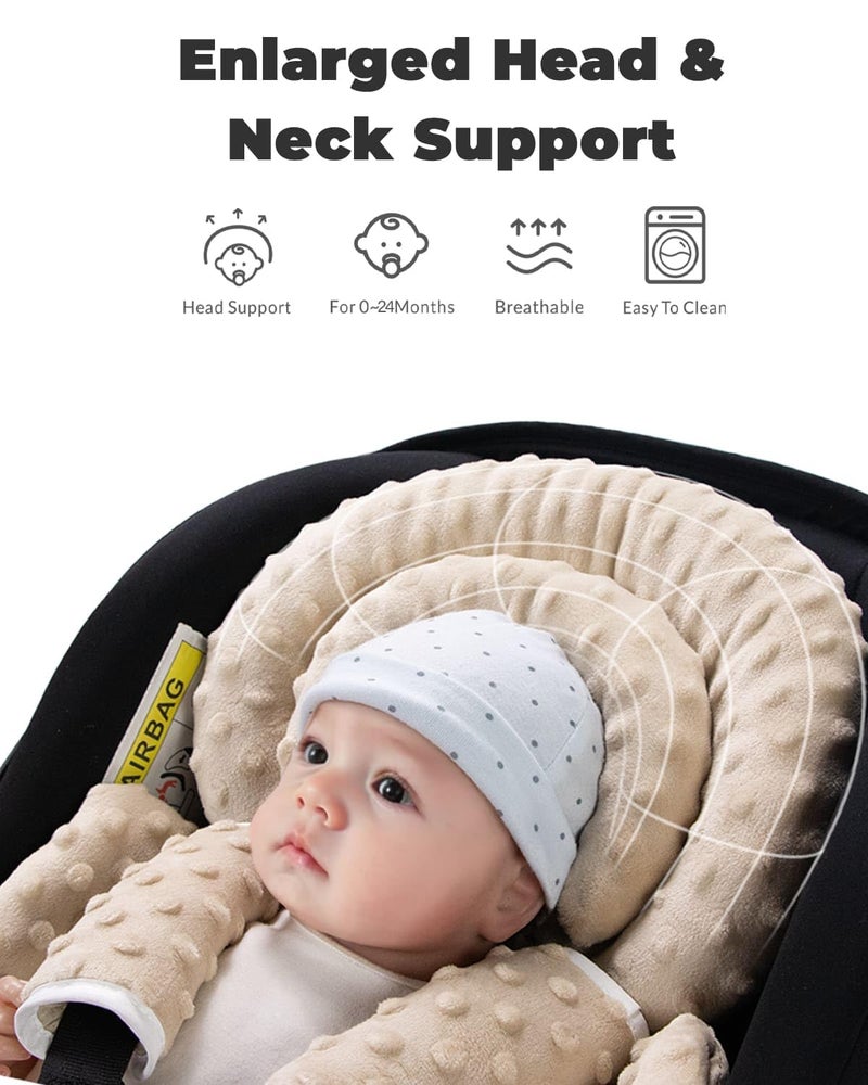 TinlyFinly Infant Car Seat Insert with Extra Cushion for Preemie to Toddler, Reversible Newborn Carseat Insert for Baby Head Body Support, Fits for Stroller, Baby Swing, Bouncer - Dots, Beige - Image 3