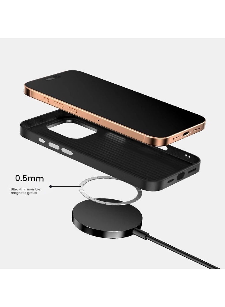 general Carbon Fibre Magnetic Case Compatible with iphone 16 Pro Max with Invisible Magnetic, Ultra-thin Frosted Shock and Drop Protective Case for Wireless Charging - Image 2