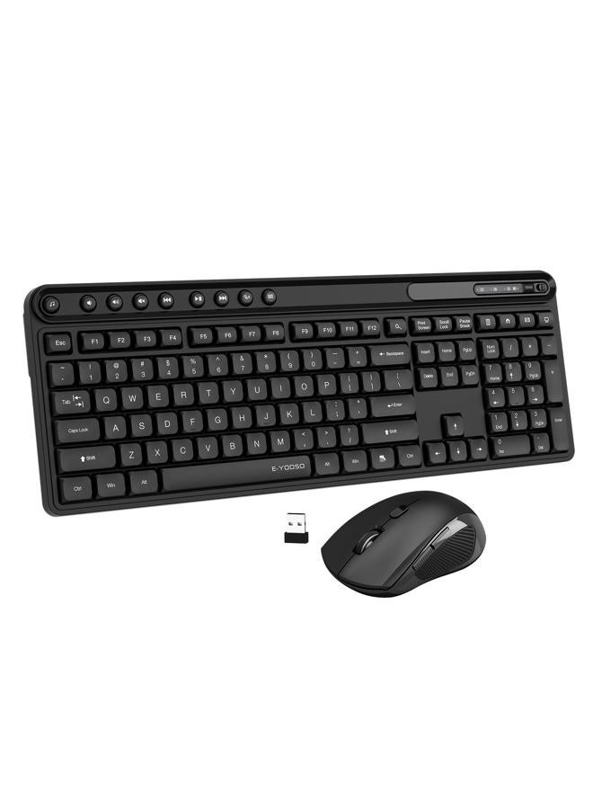 E-YOOSO Wireless Keyboard and Mouse Combo, E-YOOSO Full-Sized Computer Wireless Keyboard and Optical Mouse, 2.4Ghz USB Lag-Free Cordless Combo, for Windows, Mac OS PC/Desktop/Laptop - Image 1