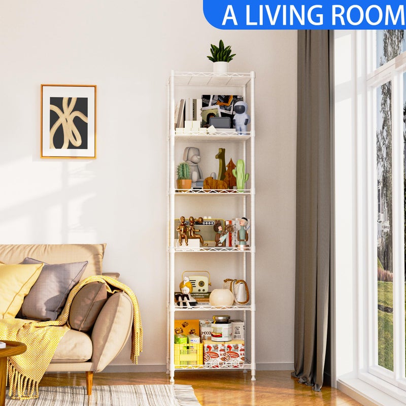 REGILLER 6 Wire Shelving Steel Storage Rack Adjustable Unit Shelves for Laundry Bathroom Kitchen Pantry Closet(White,11.7" D x 16.8" W x 63" H) - Image 3