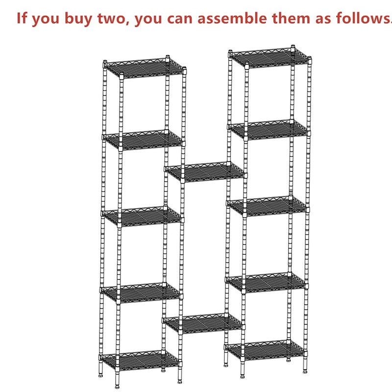 REGILLER 6 Wire Shelving Steel Storage Rack Adjustable Unit Shelves for Laundry Bathroom Kitchen Pantry Closet(White,11.7" D x 16.8" W x 63" H) - Image 4